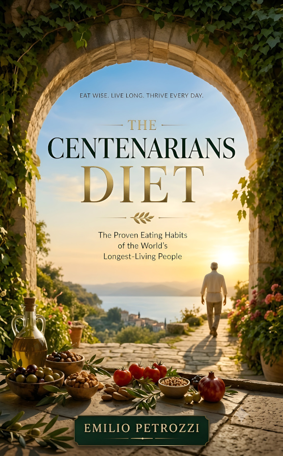 The Centenarians Diet by Emilio Petrozzi — front cover, book about the eating habits of the world's longest-living people